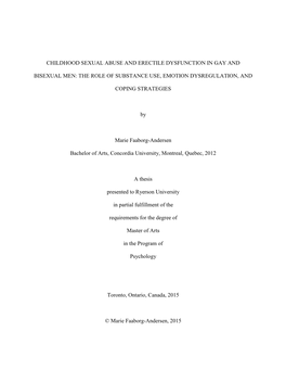 Childhood Sexual Abuse and Erectile Dysfunction in Gay And