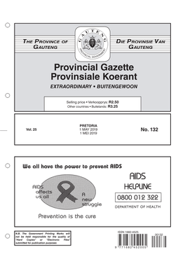 Provincial Gazette Provinsiale Koerant EXTRAORDINARY • BUITENGEWOON