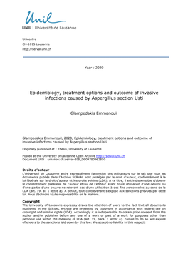 Epidemiology, Treatment Options and Outcome of Invasive Infections Caused by Aspergillus Section Usti
