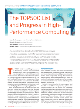 The TOP500 List and Progress in High- Performance Computing