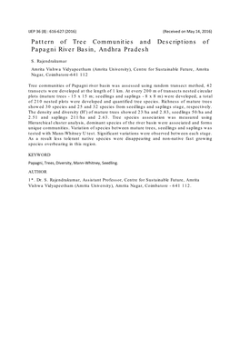 Pattern of Tree Communities and Descriptions of Papagni River Basin, Andhra Pradesh