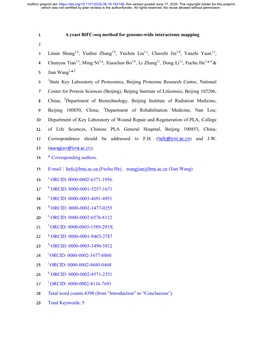 A Yeast Bifc-Seq Method for Genome-Wide Interactome Mapping