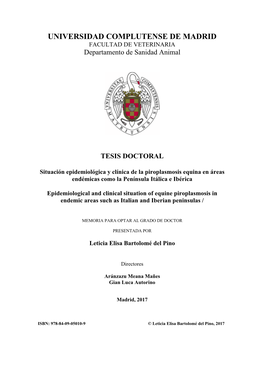 Piroplasmosis Equina En Áreas Endémicas Como La Península Itálica E Ibérica