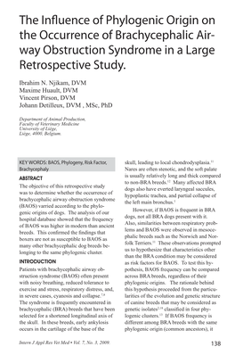 The Influence of Phylogenic Origin on the Occurrence of Brachycephalic Air- Way Obstruction Syndrome in a Large Retrospective Study