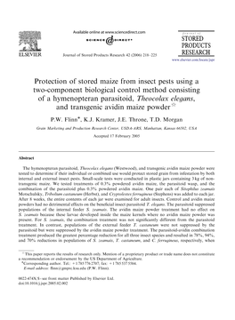 Protection of Stored Maize from Insect Pests Using a Two-Component