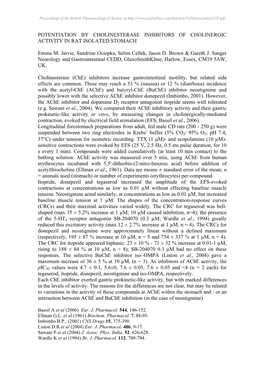 Cholinesterase Inhibitors of Cholinergic Activity in Rat Isolated Stomach