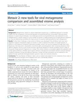 New Tools for Viral Metagenome Comparison and Assembled Virome Analysis Simon Roux1,2, Jeremy Tournayre1,2, Antoine Mahul3, Didier Debroas1,2 and François Enault1,2*