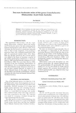 Two New Freshwater Mites of the Genus Limnohalacarus (Halacaridae: Acari) from Australia