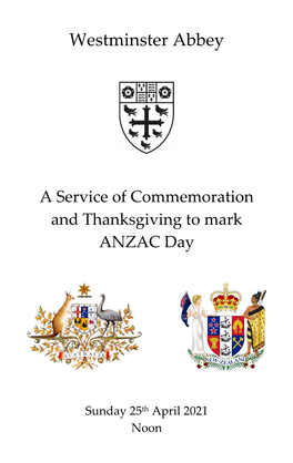 View the ANZAC Day 2021 Order of Service