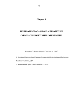 Chapter 2 TEMPERATURES of AQUEOUS ALTERATION ON