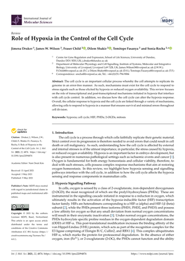 Role of Hypoxia in the Control of the Cell Cycle