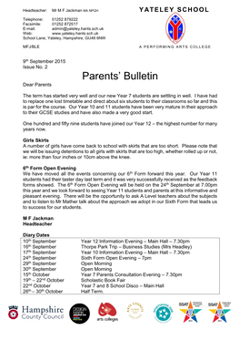 Parents' Bulletin