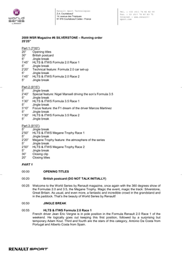 2009 WSR Magazine #6 SILVERSTONE – Running Order 25’25”