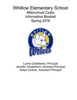 Whitlow Elementary School Afterschool Clubs Information Booklet Spring 2016