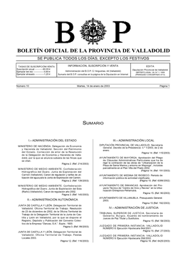 Boletín Oficial De La Provincia De Valladolid