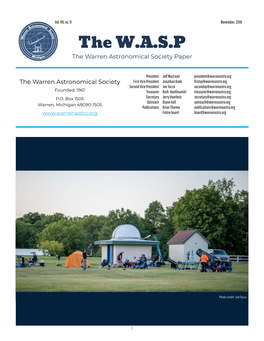 The W.A.S.P the Warren Astronomical Society Paper