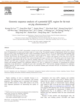 Genomic Sequence Analysis of a Potential QTL Region for Fat Trait on Pig Chromosome 6I