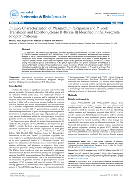 In Silico Characterization of Plasmodium Falciparum and P