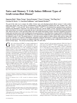 Naive and Memory T Cells Induce Different Types of Graft-Versus-Host Disease1