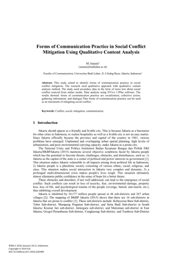 Forms of Communication Practice in Social Conflict Mitigation Using Qualitative Content Analysis