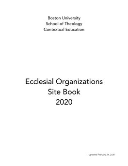 Ecclesial Organizations Site Book 2020