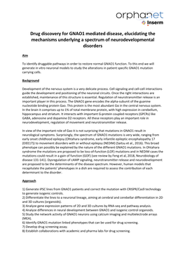 Drug Discovery for GNAO1 Mediated Disease, Elucidating the Mechanisms Underlying a Spectrum of Neurodevelopmental Disorders