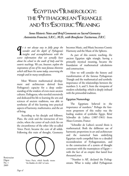 The Pythagorean Triangle and Its Esoteric Meaning