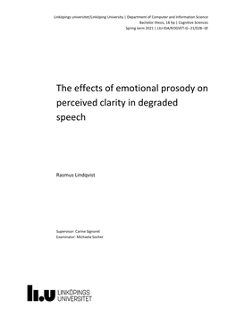 The Effects of Emotional Prosody on Perceived Clarity in Degraded Speech