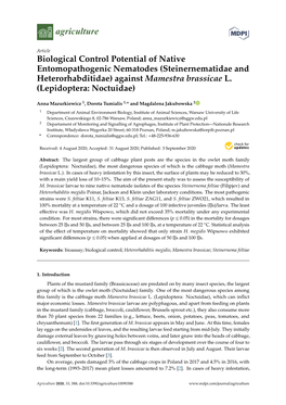 Biological Control Potential of Native Entomopathogenic Nematodes (Steinernematidae and Heterorhabditidae) Against Mamestra Brassicae L