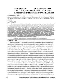 A Model of in Situ Bioremediation That Includes the Effect of Rate- Limited Sorption and Bioavailability J