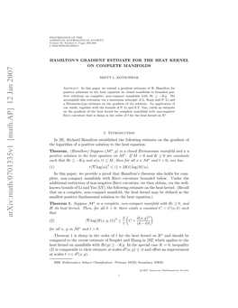 Arxiv:Math/0701335V1 [Math.AP] 12 Jan 2007