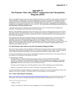 Appendix G: the Pantone “Our Color Wheel” Compared to the Chromaticity Diagram (2016) 1