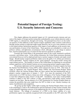 3 Potential Impact of Foreign Testing: U.S. Security Interests and Concerns
