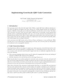 Implementing Cross-Locale CJKV Code Conversion