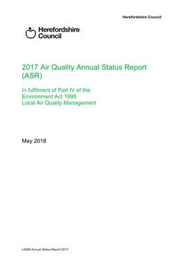 Air Quality Annual Status Report (ASR)