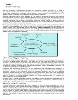 Chapter 3 Cognitive Psychology the Word