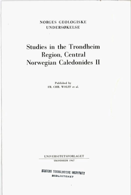 Studies in the Trondheim Region, Central Norwegian Caledonides II