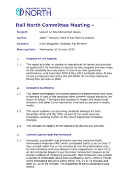 Update on Operational Rail Issues PDF 413 KB
