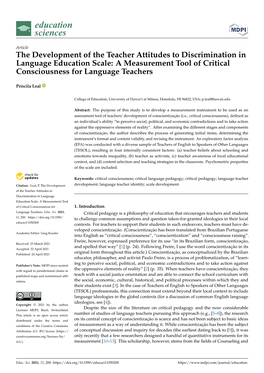 A Measurement Tool of Critical Consciousness for Language Teachers