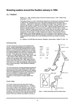 Breeding Waders Around the Duddon Estuary in 1994