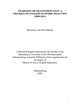 A Critique of English Setwork Selection (2009-2011)