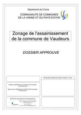 Zonage De L'assainissement De La Commune De Vaudeurs