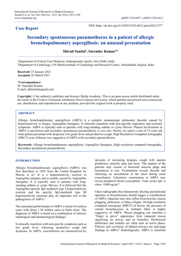 Secondary Spontaneous Pneumothorax in a Patient of Allergic Bronchopulmonary Aspergillosis: an Unusual Presentation