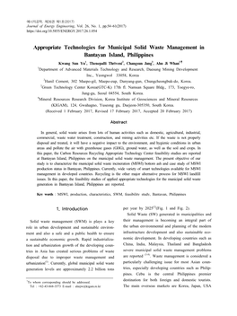 Appropriate Technologies for Municipal Solid Waste