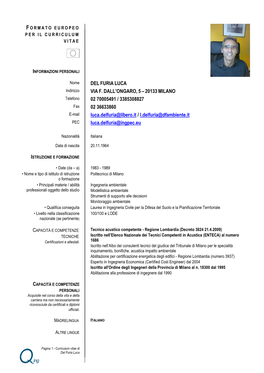 Curriculum Vitae Formato Europeo