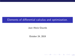 Elements of Differential Calculus and Optimization