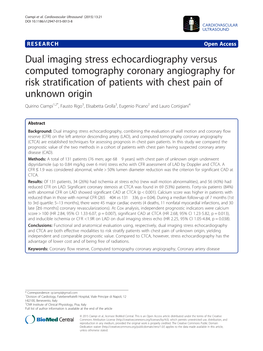 Dual Imaging Stress Echocardiography Versus Computed