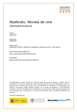 Nosferatu. Revista De Cine (Donostia Kultura)