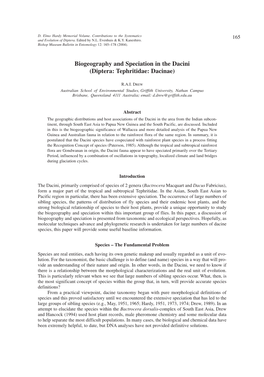 Biogeography and Speciation in the Dacini (Diptera: Tephritidae: Dacinae)