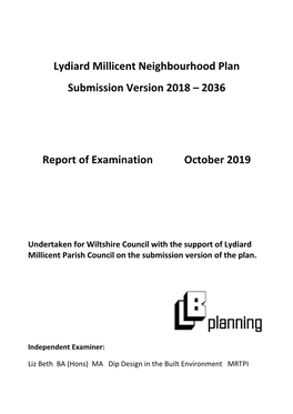 Lydiard Millicent Neighbourhood Plan Submission Version 2018 – 2036